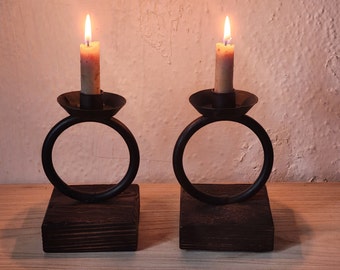 Iron Candle Holder Candlestick Primitive Early Lighting Blacksmith Forged