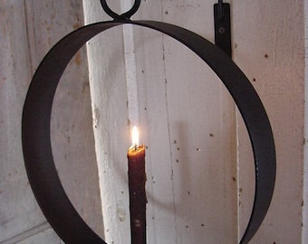 Hanging Candle Holder, Wall Candle Holder, Modern Farmhouse Candleholder, Blacksmith Forged Candleholder, Circle of Love