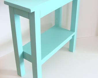 End Table, Narrow Side Table, Chair Side Tables, Entryway Table, Night Stand, Beach Cottage Decor Aqua Blue