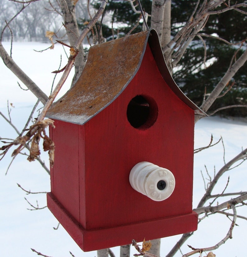 Rustic Birdhouse for Outdoor Garden Decor, Functional Birdhouse, Wood Birdhouse for Wrens and Chickadees image 1