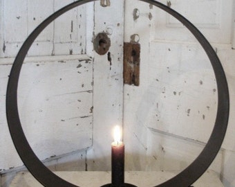 Forged Iron Candle Holder, Mantel Candleholder, Table Top Display, Early Colonial Lighting