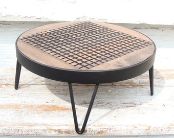 Modern Farmhouse Coffee Table Riser or Candle Holder Stand with Blacksmith Forged Legs