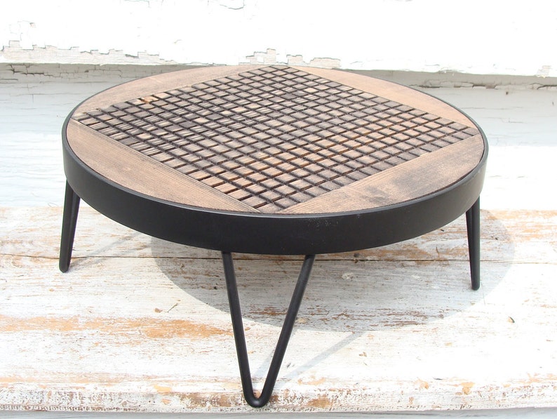 Modern Farmhouse Coffee Table Riser or Candle Holder Stand with Blacksmith Forged Legs image 1