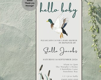 Mallard Duck Baby Shower Invitation Template (Digital Download)