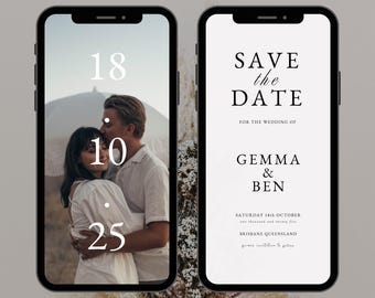 Save The Date Video Editable Canva Wedding Invite Minimalist Digital  Template Instant Download Custom Personalized