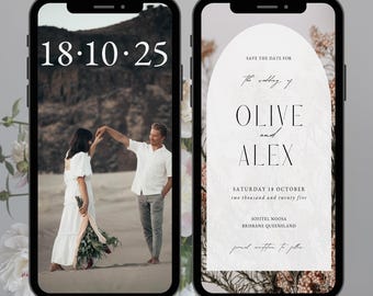 Geanimeerde Save the Date-video bruiloft: aanpasbare foto-uitnodiging (digitale download)