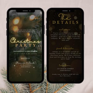 Invitación electrónica a fiesta de Navidad Plantilla de invitación navideña animada y editable digitalmente Descarga instantánea Canva
