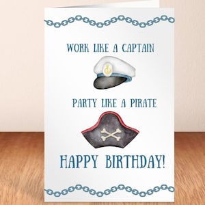 Cartão de aniversário náutico engraçado, presente de capitão de barco, cartão de pirata engraçado, cartão de amante de veleiro, cartão de aniversário para impressão, presente de marinheiro, cartão de barqueiro