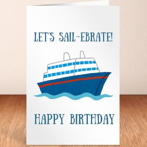Cruise verjaardagskaart nautisch cadeau aquarel Cruise Lover verjaardagskaart boottocht kaart afdrukbare verjaardagskaart zeilcadeau cruise Alaska