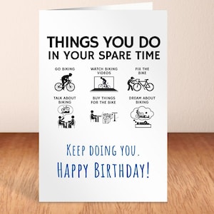 Cycling Birthday Card Printable Spare Time Card Bicycle Birthday Cycling Gift Funny Bicycle Gifts Cycling Dad Bday Bike Lover Birthday Cards