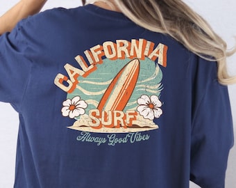 Camiseta de surf de California, camiseta de surf de playa, camiseta con gráficos de verano, camisetas estéticas, ropa preppy de gran tamaño, ropa de moda para chicas adolescentes