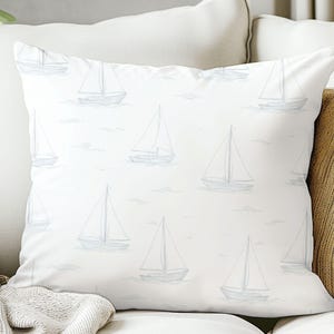 Sailboat Pillow Cover Coastal Decor Nautical Throw Pillow Coastal Living Cushion Beach House Accent Sailing Lover Pillow Housewarming Gift