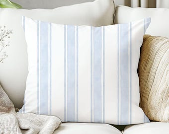 Coastal Blue Pillow Cover Nautical Throw Pillow Coastal Living Cushion Beach House Accent Striped Pillow Coastal Decor Housewarming Gifts