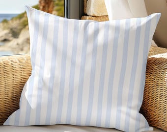 Blue Stripe Coastal Pillow Cover Beach House Decorative Cushion Boho Coastal Living Throw Pillow Summer Nautical Home Decor Beachy Accent