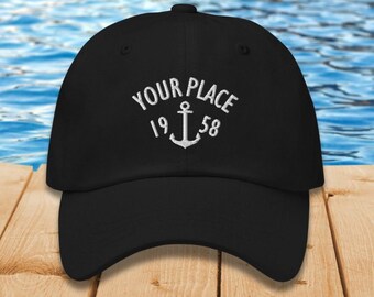 Personalized Nautical Hat Custom Nautical Cap Realtor Gift Closing Gift Client Gift Realtor Client Present Your Town Hat