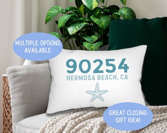 Personalized Zip Code Pillow Coastal Throw Pillow Realtor Gift Custom Pillow housewarming gift beach home decor new homeowner coastal decor
