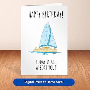 Cartão de aniversário para impressão de aniversário de marinheiro Cartão de amante de veleiro Aniversário de vela Aniversário de barco Aniversário de pai Marido Filho Esposa cartão de aniversário Mãe