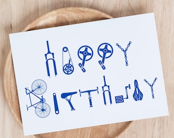 Fahrrad-Geburtstagskarte Fahrrad-Teile-Karte Geburtstags-Fahrrad-Zahnräder Fahrrad-Geschenk Lustiges Fahrrad-Geschenk Radfahren Papa Bday Fahrrad-Liebhaber-Geburtstagskarten
