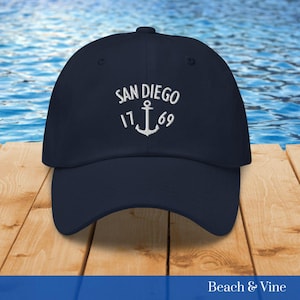 San Diego Hat, San Diego Gifts San Diego Gift Southern Gifts Summer Hat Beach Hat Sailing San Diego Nautical Boating Embroidered SoCal Hats