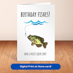 Anniversaire pêcheur carte d'anniversaire imprimable carte de pêche pour homme amateur de poisson anniversaire poisson Bday papa anniversaire mari fils petit ami carte d'anniversaire