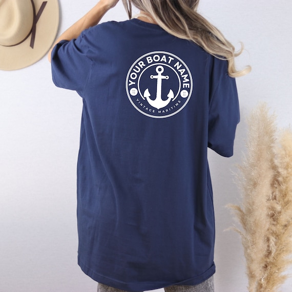 Custom boat shirt personalized boat crew shirt family trip shirt captain shirt nautical gift custom marine shirt boat logo shirt