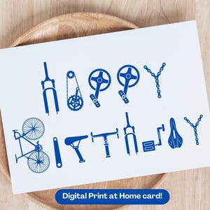 Bicycle Birthday Card Printable Bike Parts Card Cycling Birthday Bicycle Gift Funny Bicycle Gift Cycling Dad Bday Bike Lover Birthday Cards