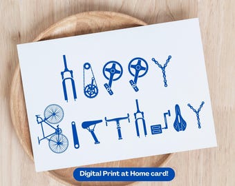 Bicycle Birthday Card Printable Bike Parts Card Cycling Birthday Bicycle Gift Funny Bicycle Gift Cycling Dad Bday Bike Lover Birthday Cards