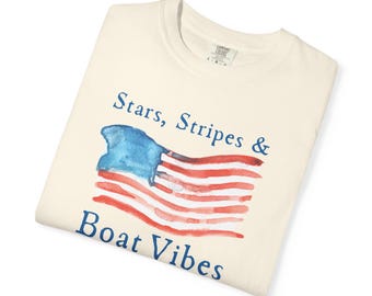 American Flag Boating Shirt Boat Vibes Shirt 4th of July Stars Stripes Boat Life Patriotic Boating Tshirt Nautical Tee Fourth of July Gift