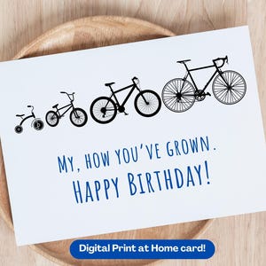 Cycling Birthday Card Printable Bike Evolution Card Bike Birthday Bicycle Gift Funny Bicycle Gift Cycling Dad Bday Bike Lover Birthday Cards