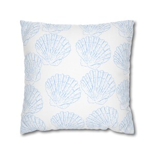 Seashells coastal pillow cover with nautical shell pattern for beach house décor