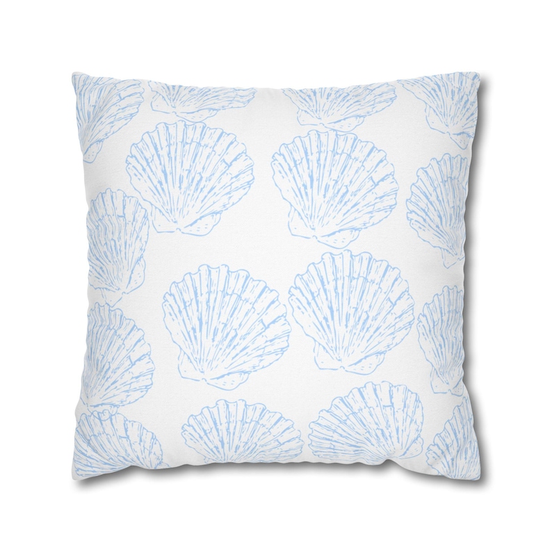 Seashells coastal pillow cover with nautical shell pattern for beach house décor