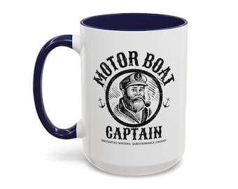 Taza de capitán de barco a motor, divertida taza de café náutica para propietarios de barcos, regalo de cumpleaños, genial taza de capitán náutico, amante del agua