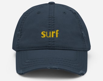 Surf hat embroidered dad surfer gift beach hat distressed cap