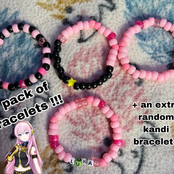 pack of four megurine luka vocaloid kandi bracelets!!