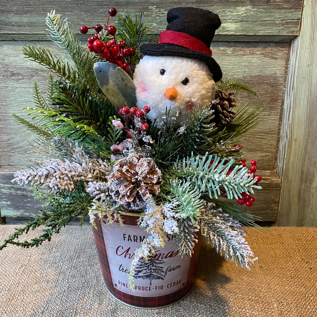 Farmhouse Snowman Christmas Anarrangement Christmas Decor - Etsy