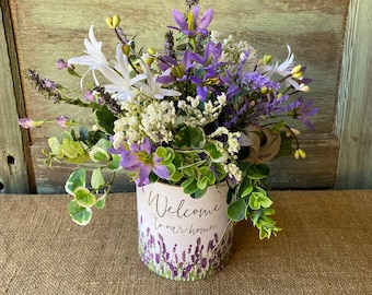 Lavender Lilac Purple Spring Arrangement Farmhouse Centerpiece Summer Mothers Day Welcome to our home