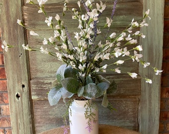 Farmhouse Arrangement White Flowers Lavender Spring Summer Farmhouse centerpiece Country floral