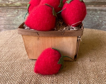 6 Red cashmere Strawberries Bowl Filler Tiered Tray Decor Cupboard Tucks Farmhouse