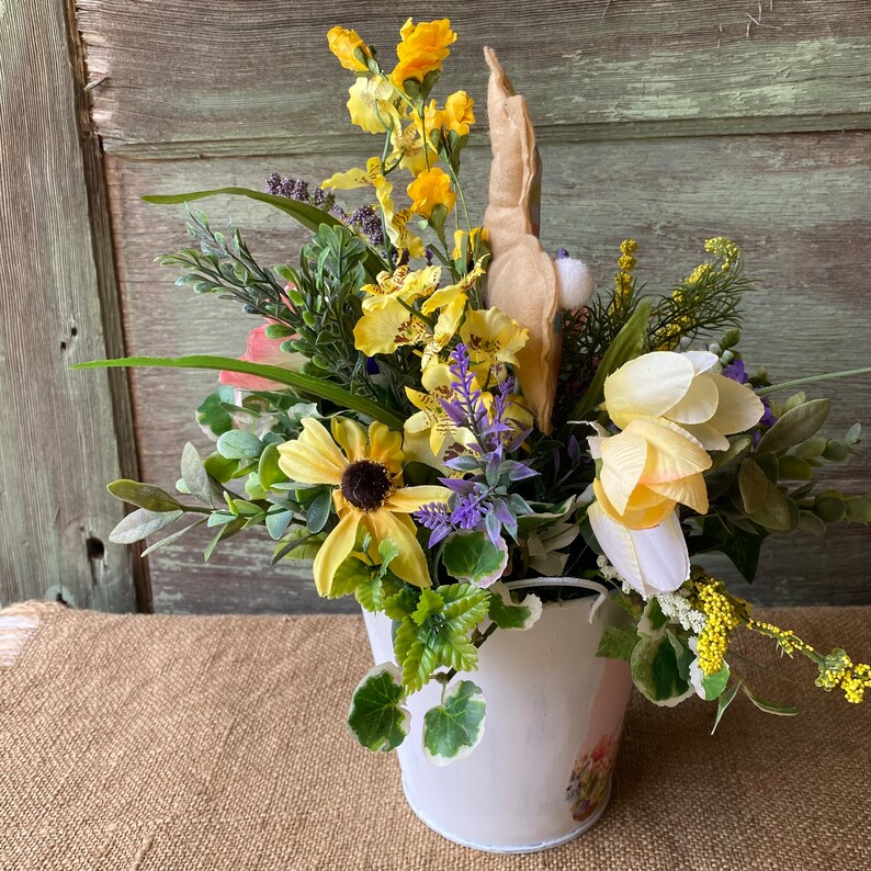 Waterfall Rabbit Arrangement Easter Bunny Centerpiece Rabbit Tulips Carrots Spring Arrangement ...
