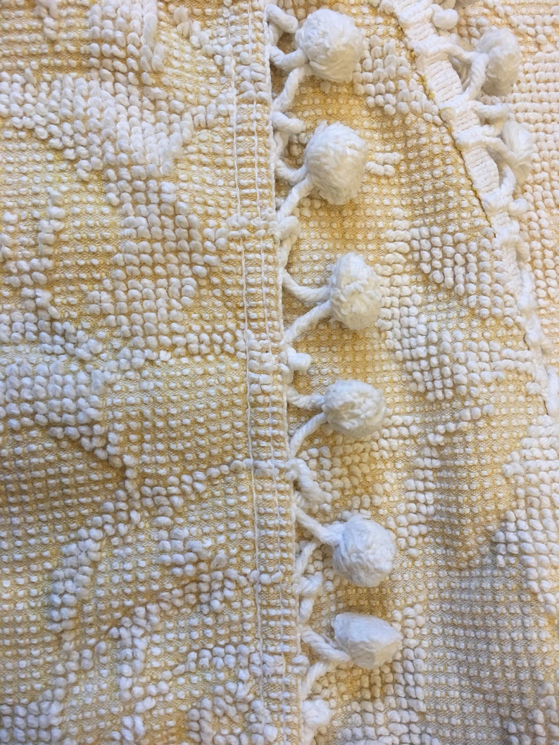 Vintage Chenille Twin Bedspread Cottage Shabby Yellow Hobnail | Etsy