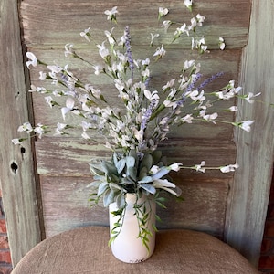 Farmhouse Arrangement White Flowers Lavender Spring Summer Farmhouse centerpiece Country floral