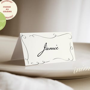CHIC TAFELPLAATS-kaartensjabloon | Aanpasbare kaarten voor bruiloften en evenementen | Elegante tafelkaartinstellingen | Handgetekend digitaal ontwerp | 0020