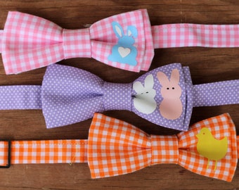 Men's Easter Bow Tie, mens bunny or chick Easter bowtie, spring bowtie for him, fun bow ties, orange purple pink bow ties, pre-tied, gift