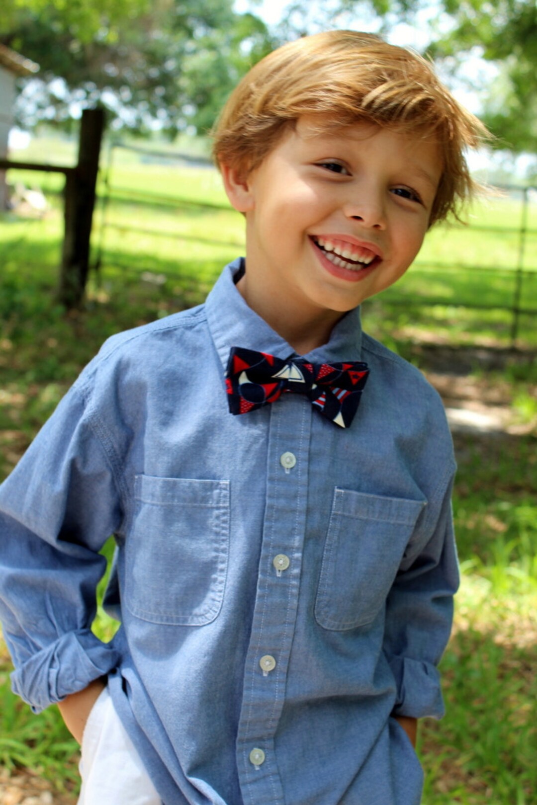 Boys Bow Tie Red Blue and White Nautical Patriotic Bow Etsy