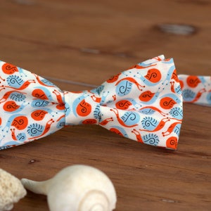 Mens blue orange bow tie, snails bow tie, fun bow tie, cotton bow tie, bow tie for photo, mens workwear, father's day gift, gift for him image 3