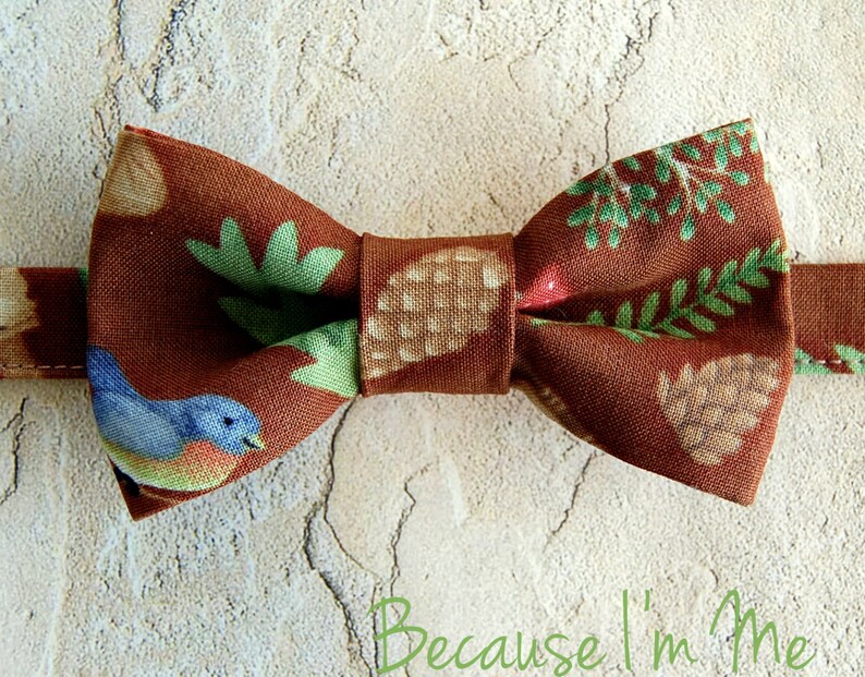 Boys Bow Tie Outdoor woods brown bowtie baby infant toddler child preteen boy's bow tie photo prop ties boys wedding bow tie trees image 2