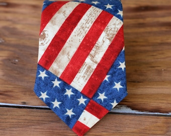 USA flag boys necktie - American flag cotton neckties - baby, infant, toddler, child neck tie - stars and stripes ties - Independence Day