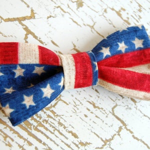 Fourth of July boys bow tie cotton Independence Day American flag bowtie for boy infant baby toddler child preteen ties red cream blue image 3