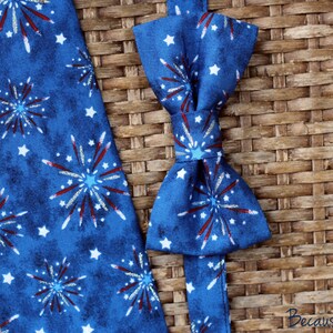 Mens Fireworks Bow Tie American patriotic cotton bowtie for men red white blue cotton bow tie men's novelty bow ties image 3