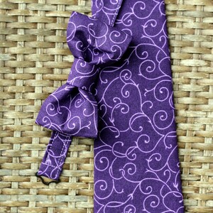 Mens Bow Tie purple swirl cotton bowtie bow tie for men and teen boys wedding bow tie mens casual bow tie men's lavender bow tie image 2